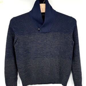 Banana Republic Men's XL Sweater Blue Wool Nylon High Neck Pullover‎ Long Sleeve